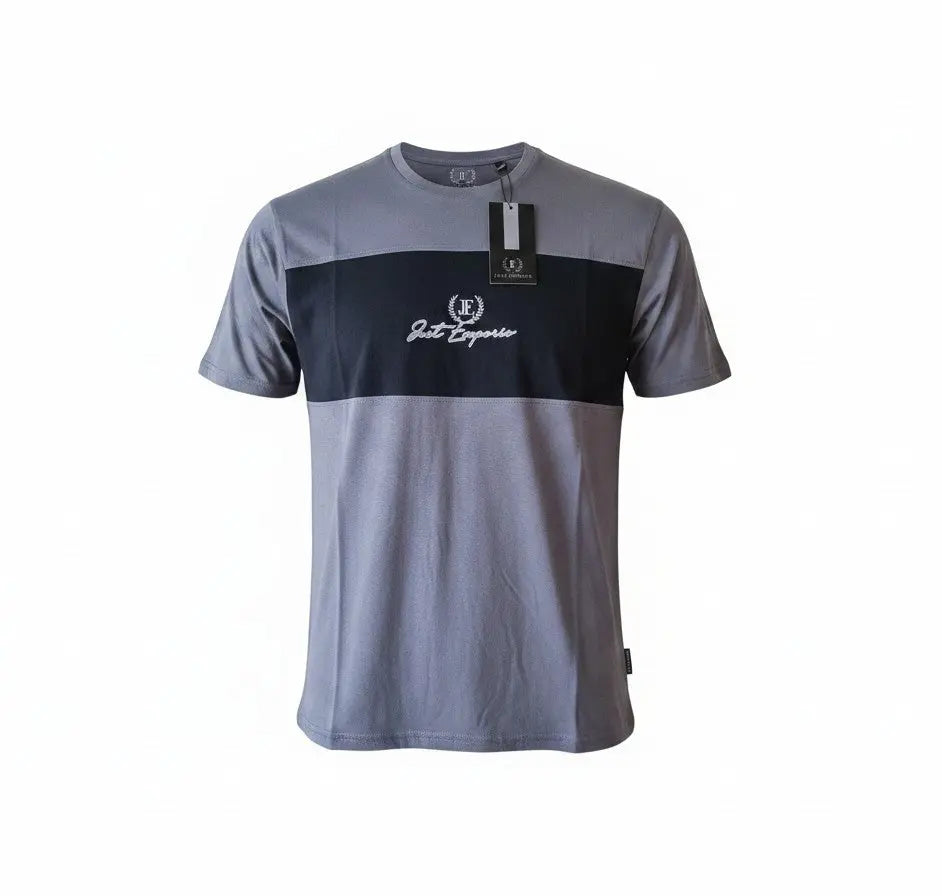 T-shirt homme Fresh & Found Just Emporio gris et noir en coton avec logo brodé sur la poitrine