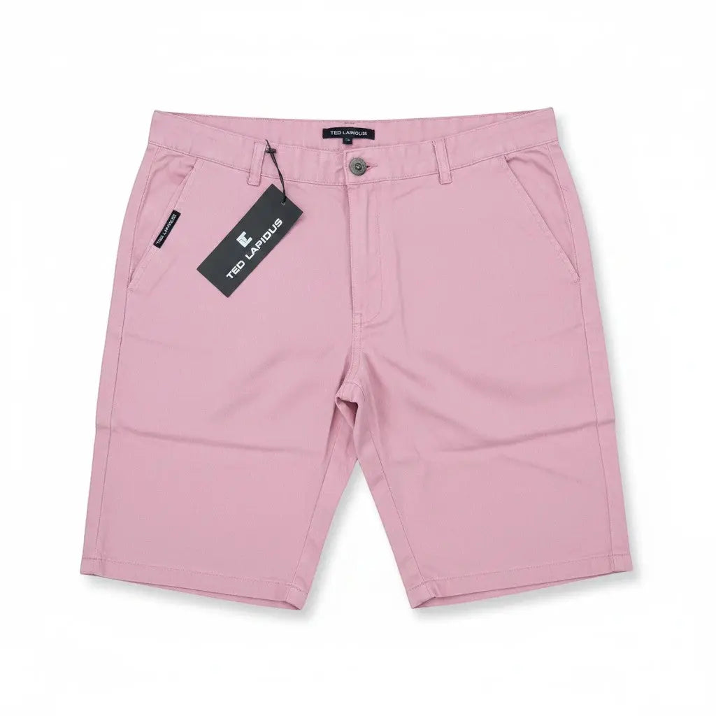Bermuda homme rose en coton Fresh & Found par Ted Lapidus, coupe droite avec poches et fermeture boutonnée.