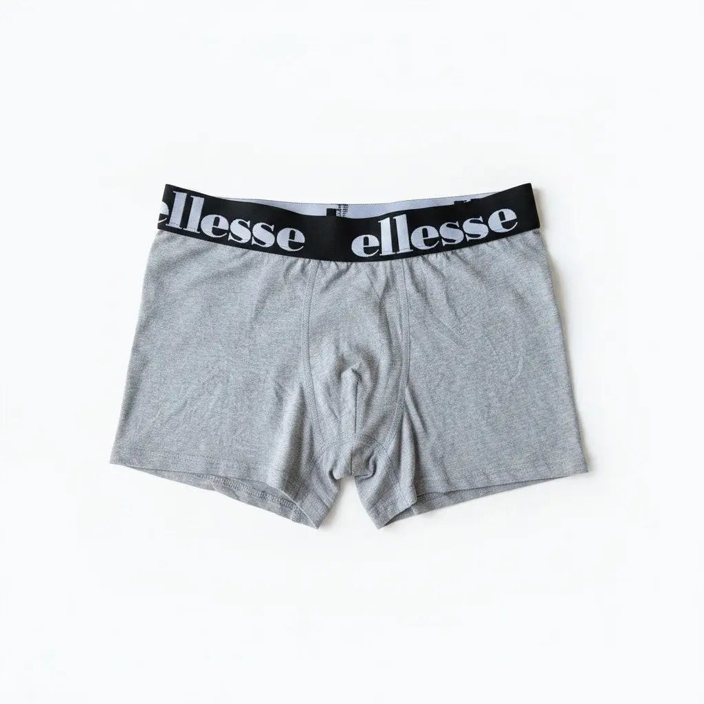 Boxer gris chiné pour homme Fresh & Found avec ceinture élastique noire siglée Ellesse pour un confort optimal