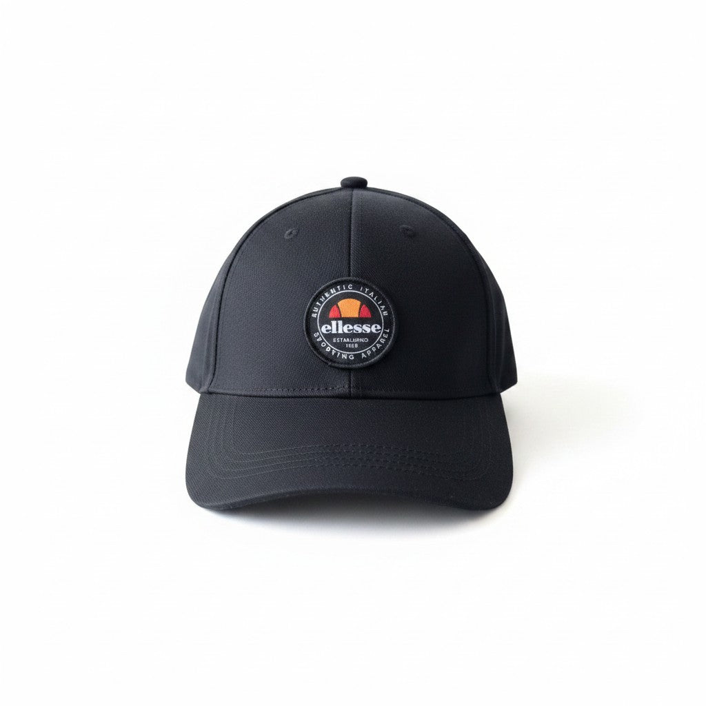 Casquette de baseball noire Fresh & Found Ellesse en coton avec écusson logo emblématique et visière incurvée