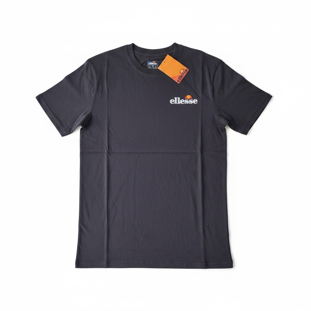 T-shirt noir en coton Fresh & Found avec logo Ellesse blanc sur la poitrine et étiquette orange